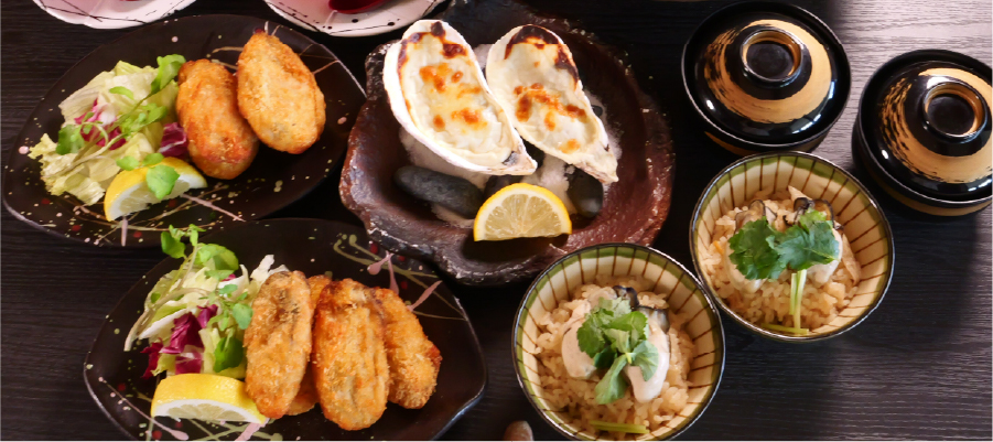 美味しそうなかきフライとかきグラタンのイメージ画像